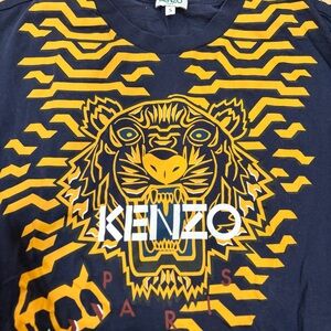 Kenzo Iconic Tiger Design Blue and Yellow Short Sleeve Tee